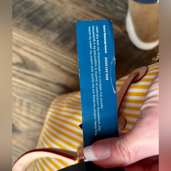 Dooney & Bourke Yellow and Tan Striped Shoulder Bag - Picture 8 of 12